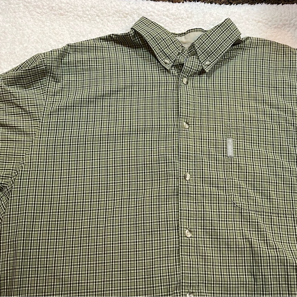 COLUMBIA Green Plaid Men's Shirt | XXL